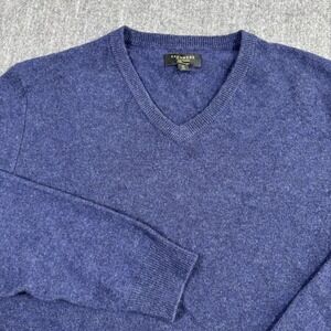 Club Room Men's XL 100% Cashmere Sweater Blue V Neck Luxury Pullover